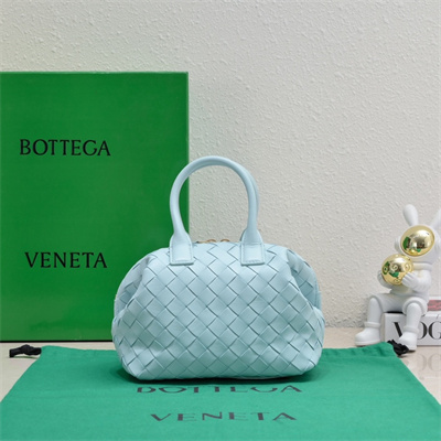BV Mini Bauletto Bowling Bag In Lambskin Leather Teal Washed Color