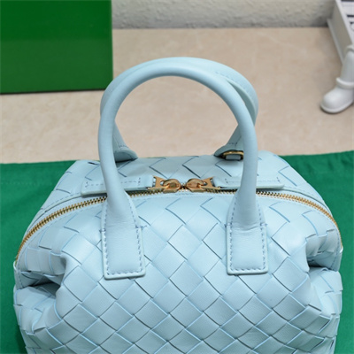 BV Mini Bauletto Bowling Bag In Lambskin Leather Teal Washed Color