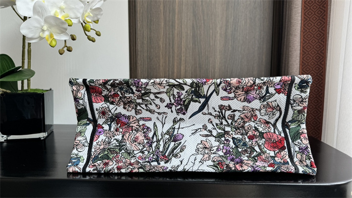 CD Medium Book Tote Ecru Multicolor Di.or 4 Saisons Printemps Soleil Embroidery