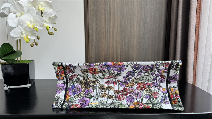 CD Medium Book Tote Ecru Multicolor Di.or 4 Saisons ??t?? Soleil Embroidery