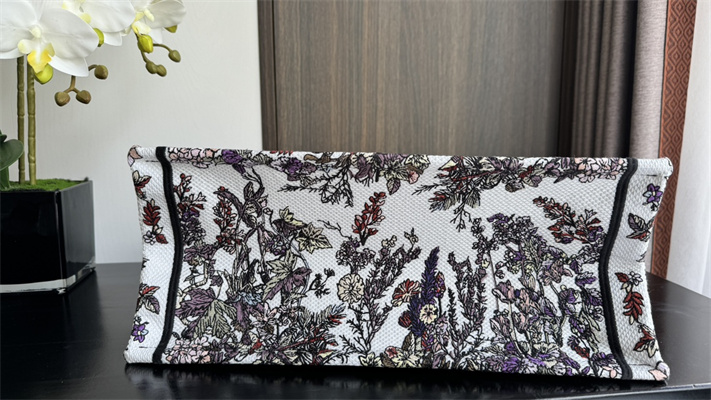 CD Medium Book Tote Ecru Multicolor Di.or 4 Saisons Hiver Soleil Embroidery