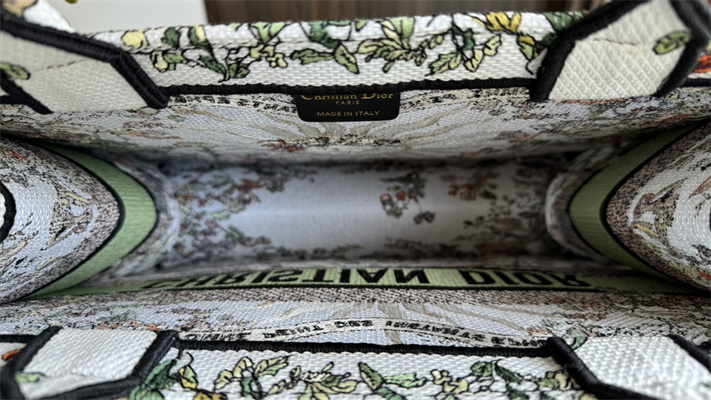 CD Medium Book Tote Ecru Multicolor Di.or 4 Saisons Automne Soleil Embroidery