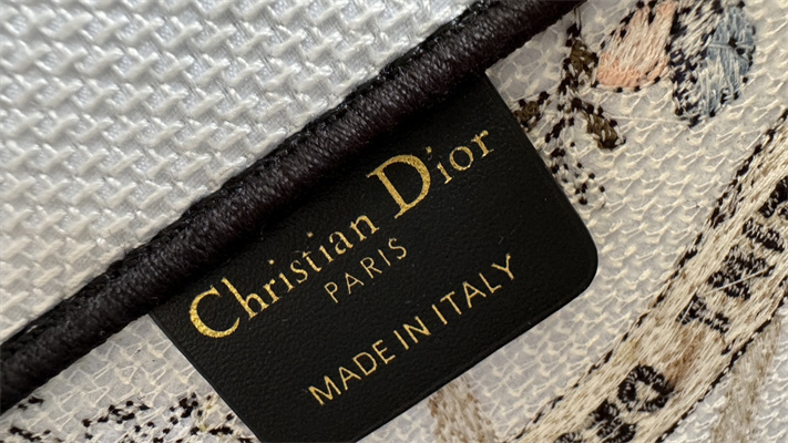 CD Medium Book Tote Ecru Multicolor Di.or 4 Saisons Automne Soleil Embroidery