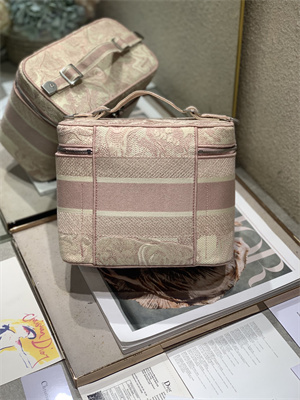 CD TRAVEL VANITY CASE Toile de Jouy Embroidery Pink