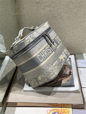 CD TRAVEL VANITY CASE Toile de Jouy Embroidery Grey