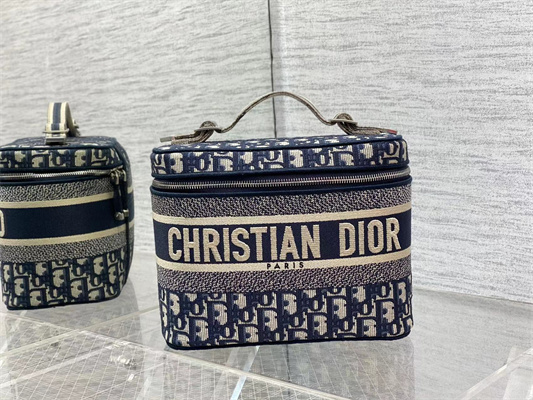 cd travel vanity case D*or oblique jacquard blue