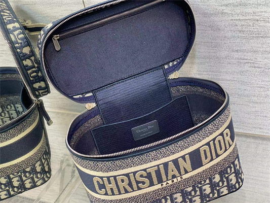 cd travel vanity case D*or oblique jacquard blue