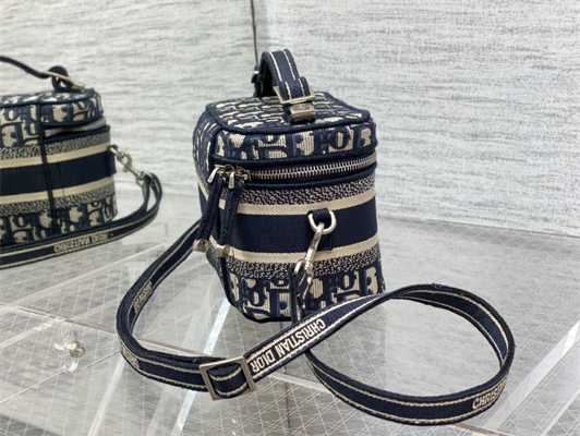 cd small travel vanity case D*or oblique jacquard blue