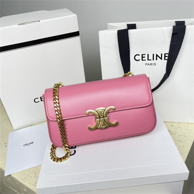 Ce**e chain shoulder bag cuir triomphe in shiny calfskin pink