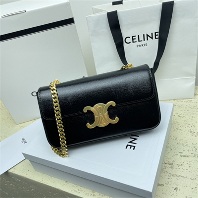 Ce**e chain shoulder bag cuir triomphe in shiny calfskin black