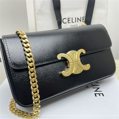 Ce**e chain shoulder bag cuir triomphe in shiny calfskin black
