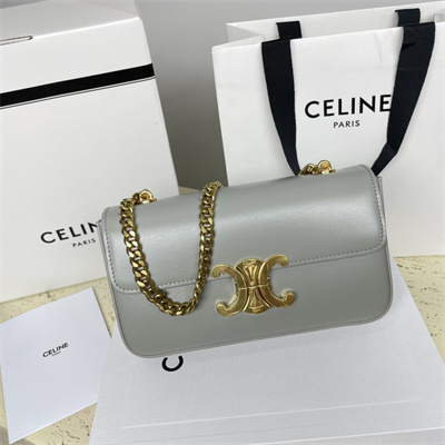 Ce**e chain shoulder bag cuir triomphe in shiny calfskin light grey