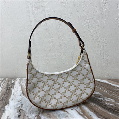 Ce**e ava bag in triomphe canvas and calfskin white