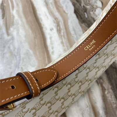 Ce**e ava bag in triomphe canvas and calfskin white