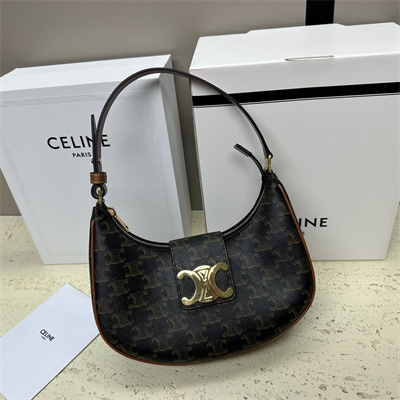 Ce**e medium ava triomphe bag in triomphe canvas and calfskin tan