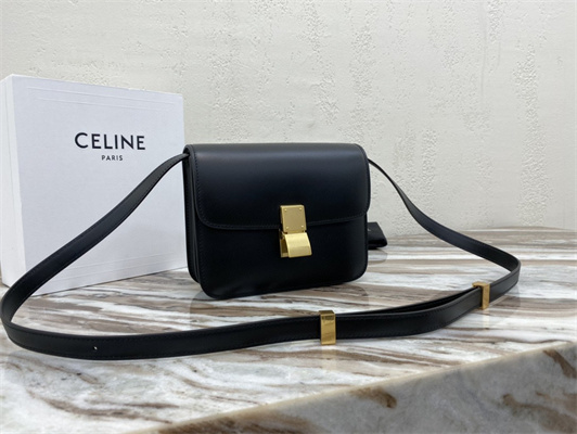 Ce**e teen classic box bag in black box calfskin leather