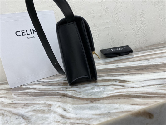 Ce**e teen classic box bag in black box calfskin leather