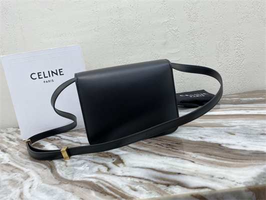 Ce**e teen classic box bag in black box calfskin leather
