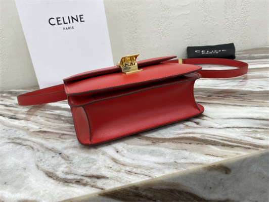 Ce**e teen classic box bag in red box calfskin leather