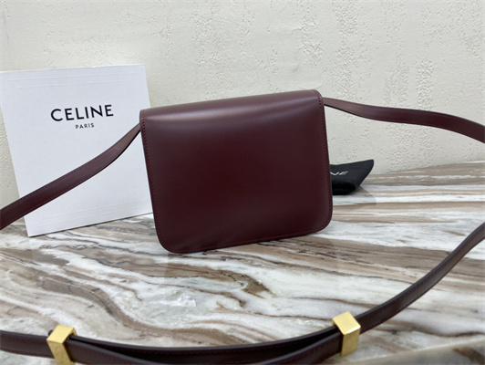 Ce**e teen classic box bag in bordeaux box calfskin leather