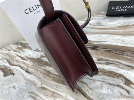Ce**e teen classic box bag in bordeaux box calfskin leather