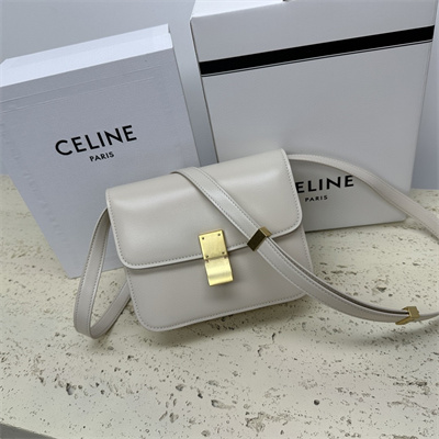 Ce**e teen classic box bag in chalk box calfskin leather