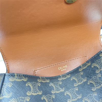 Ce**e clutch on strap tabou in triomphe canvas and calfskin tan