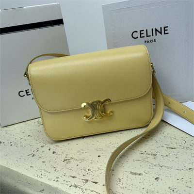 Ce**e classique triomphe bag in shiny calfskin pollen color