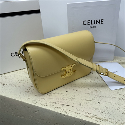 Ce**e classique triomphe bag in shiny calfskin pollen color