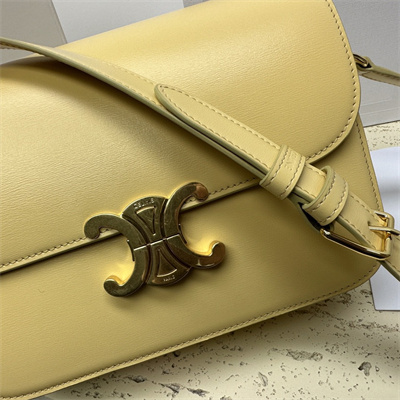 Ce**e classique triomphe bag in shiny calfskin pollen color