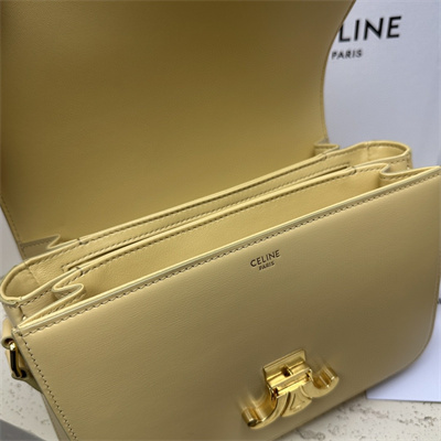 Ce**e classique triomphe bag in shiny calfskin pollen color