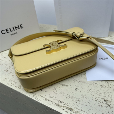 Ce**e classique triomphe bag in shiny calfskin pollen color