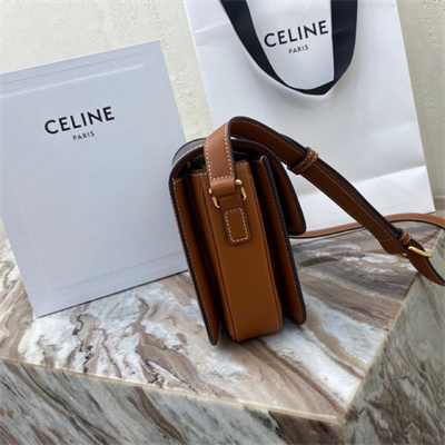 Ce**e classique triomphe bag in triomphe canvas and calfskin tan