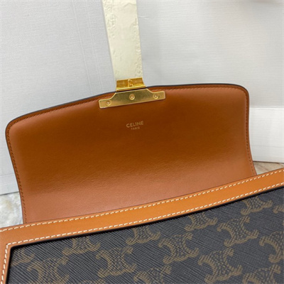 Ce**e classique triomphe bag in triomphe canvas and calfskin tan