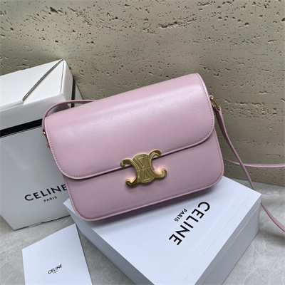 Ce**e classique triomphe bag in shiny calfskin pink color