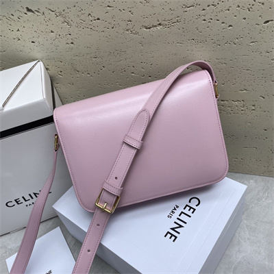 Ce**e classique triomphe bag in shiny calfskin pink color