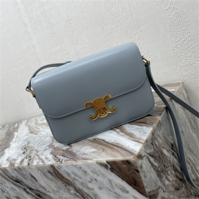 Ce**e classique triomphe bag in shiny calfskin blue color