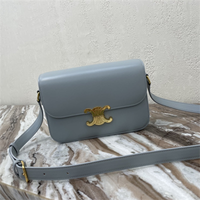 Ce**e classique triomphe bag in shiny calfskin blue color