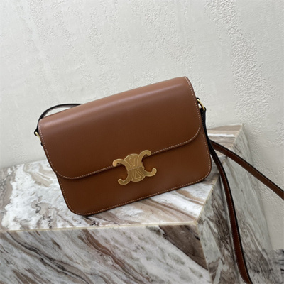 Ce**e classique triomphe bag in shiny calfskin brown color