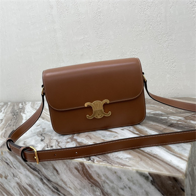 Ce**e classique triomphe bag in shiny calfskin brown color