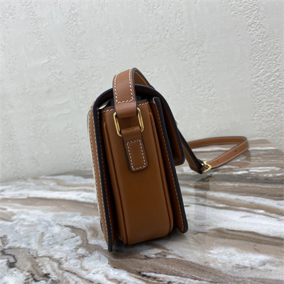 Ce**e teen triomphe bag in triomphe canvas and calfskin white