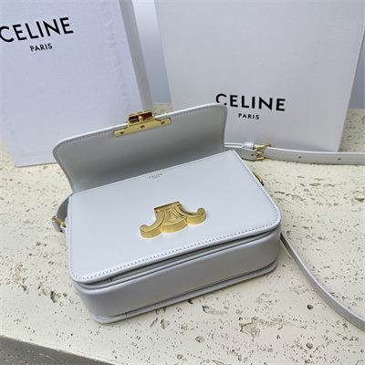 Ce**e teen triomphe bag in shiny calfskin white color