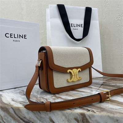 Ce**e teen triomphe bag in textile  and calfskin nature/tan