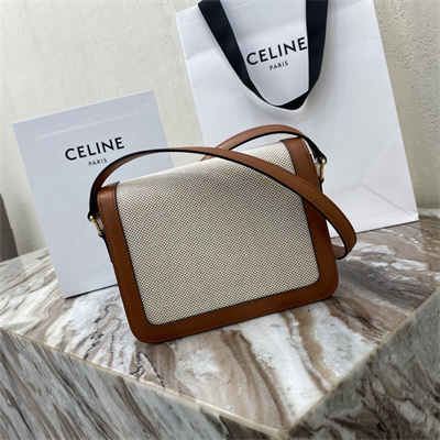 Ce**e teen triomphe bag in textile  and calfskin nature/tan