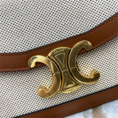 Ce**e teen triomphe bag in textile  and calfskin nature/tan