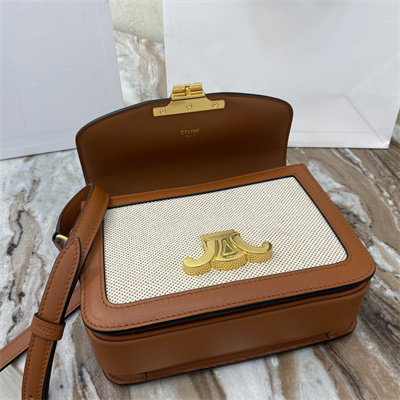 Ce**e teen triomphe bag in textile  and calfskin nature/tan