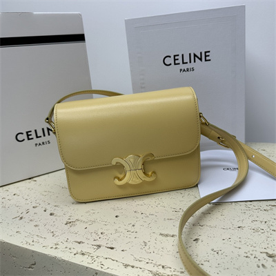 Ce**e teen triomphe bag in shiny calfskin pollen color