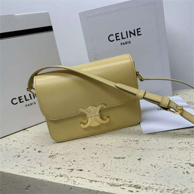 Ce**e teen triomphe bag in shiny calfskin pollen color