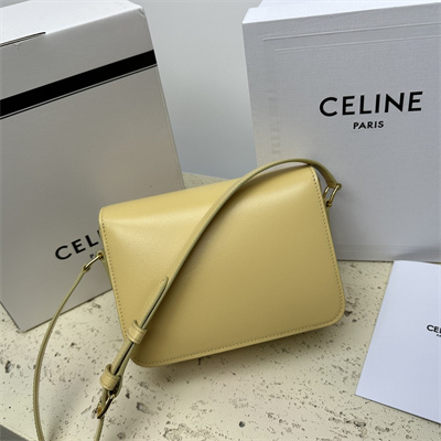 Ce**e teen triomphe bag in shiny calfskin pollen color