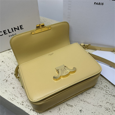 Ce**e teen triomphe bag in shiny calfskin pollen color